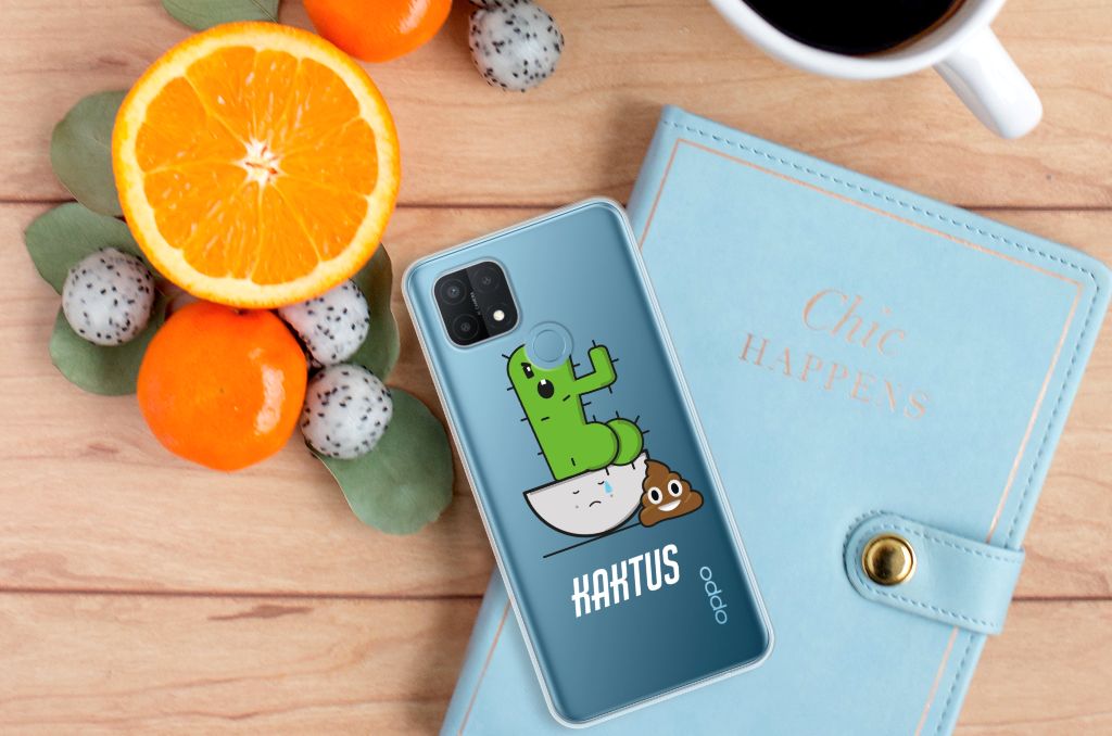 OPPO A15 Telefoonhoesje met Naam Cactus Poo B2C Telecom
