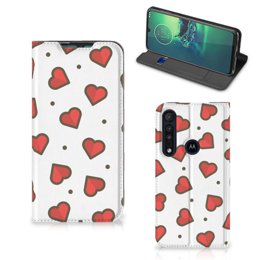 Motorola G8 Plus Hoesje met Magneet Hearts