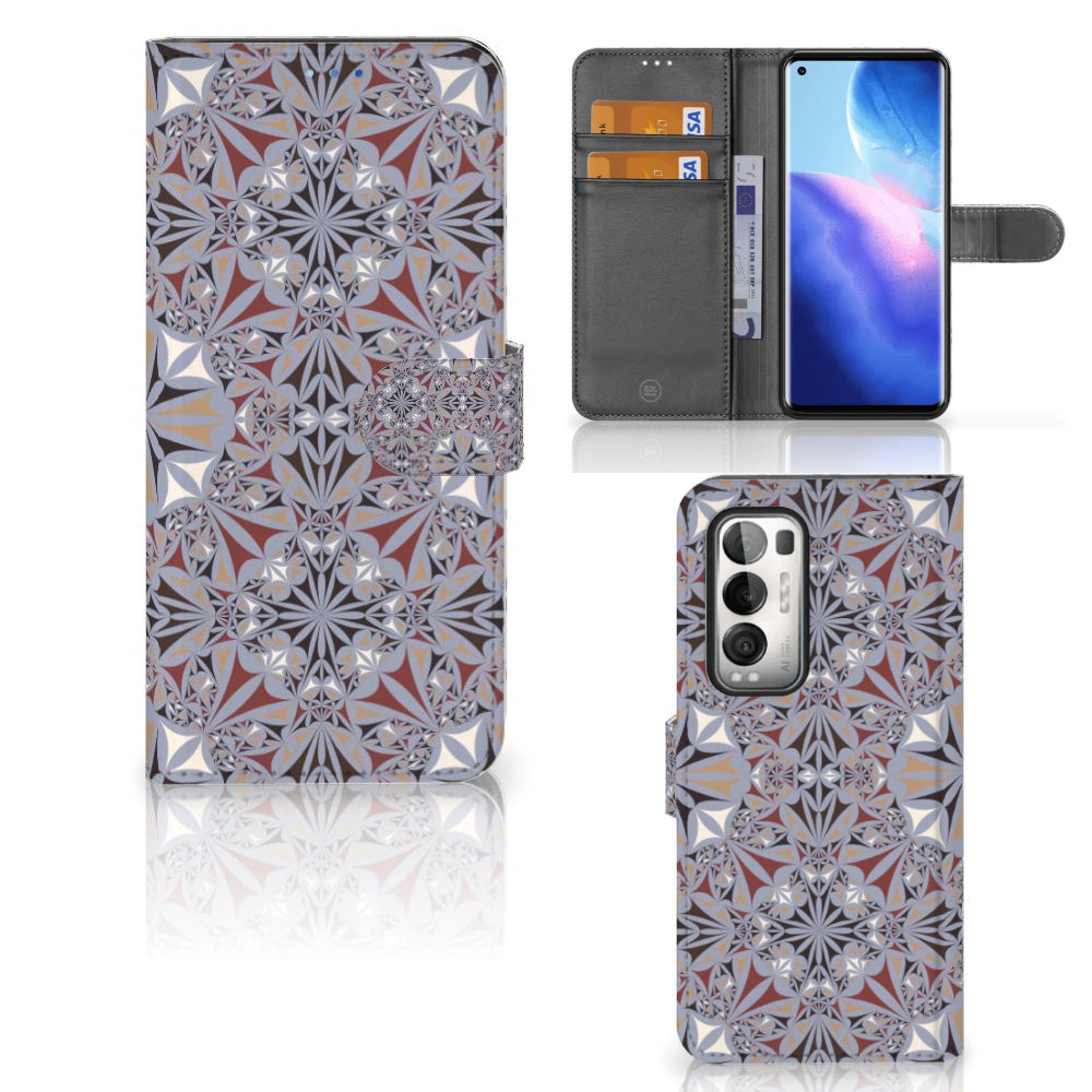 OPPO Find X3 Neo 5G Bookcase Flower Tiles