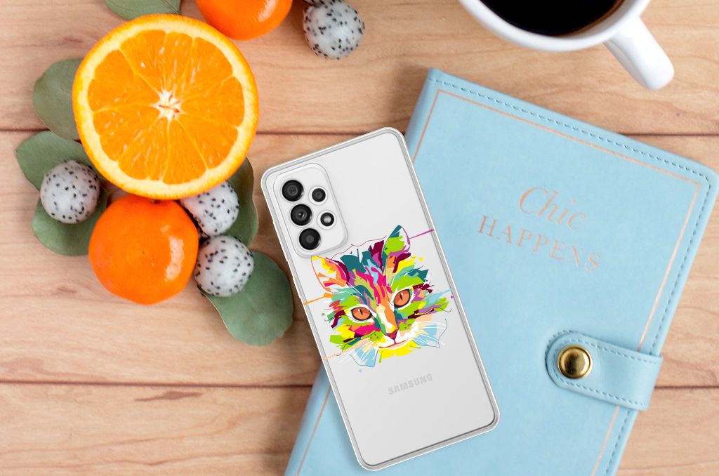 Samsung Galaxy A73 5G Telefoonhoesje met Naam Cat Color B2C Telecom
