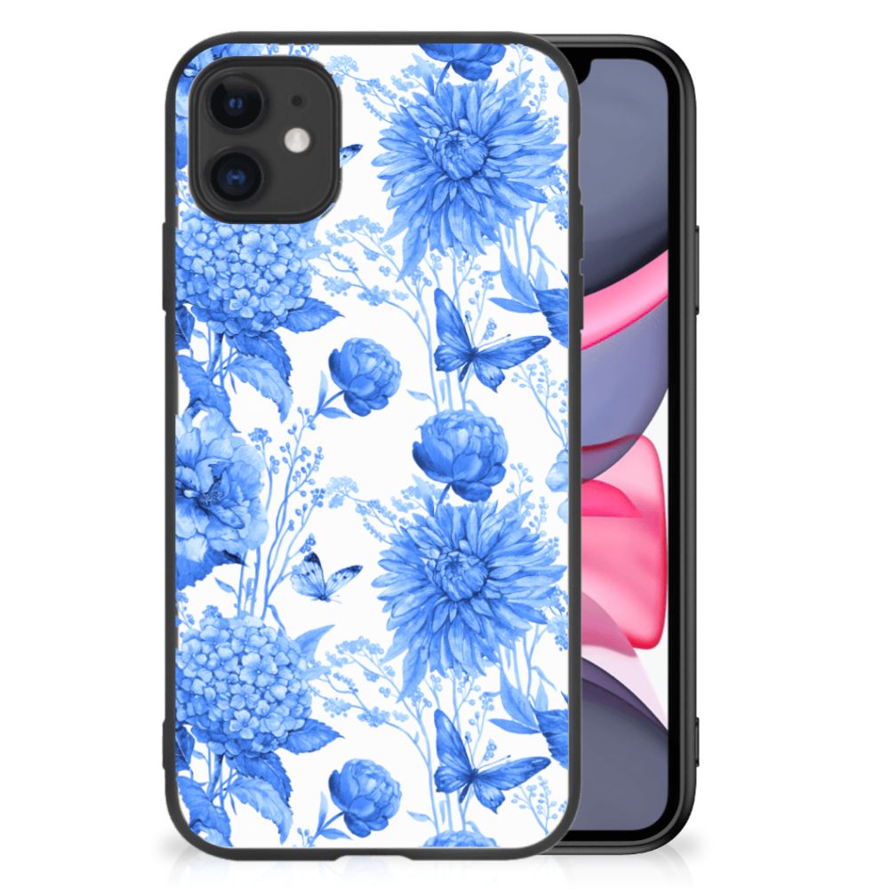 Bloemen Hoesje voor iPhone 11 Flowers Blue B2C Telecom