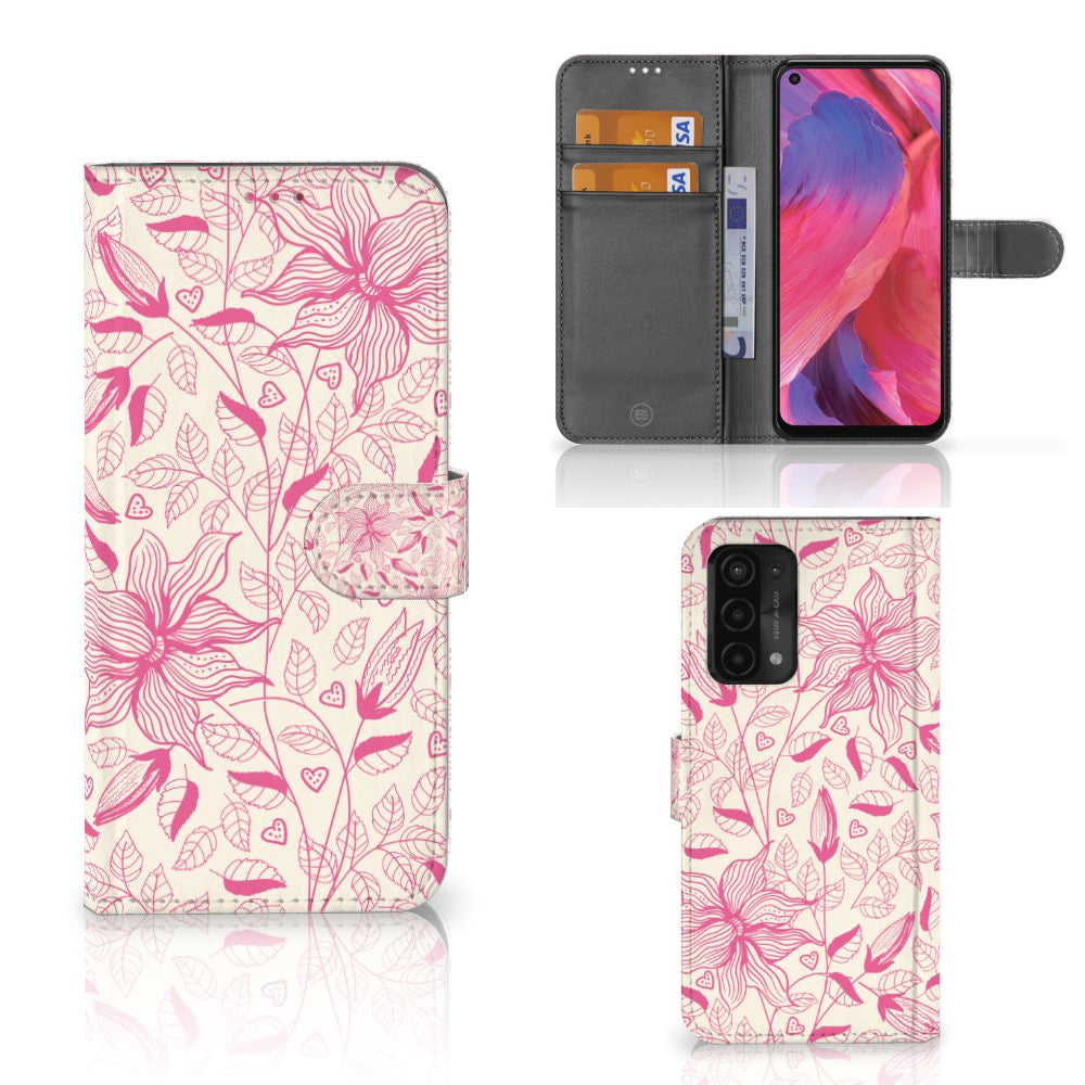 OPPO A54 5G | A74 5G | A93 5G Hoesje Pink Flowers