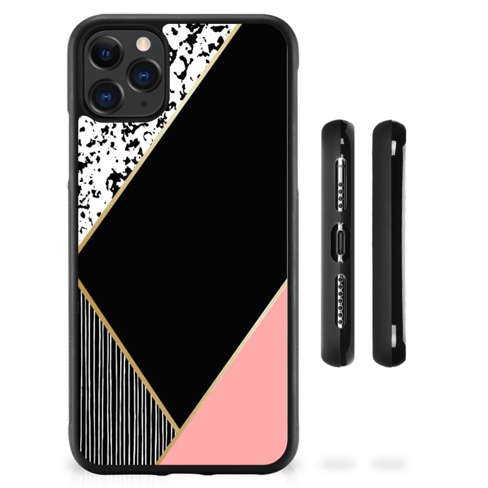 Apple iPhone 11 Pro Max Grip Case Zwart Roze Vormen B2C Telecom