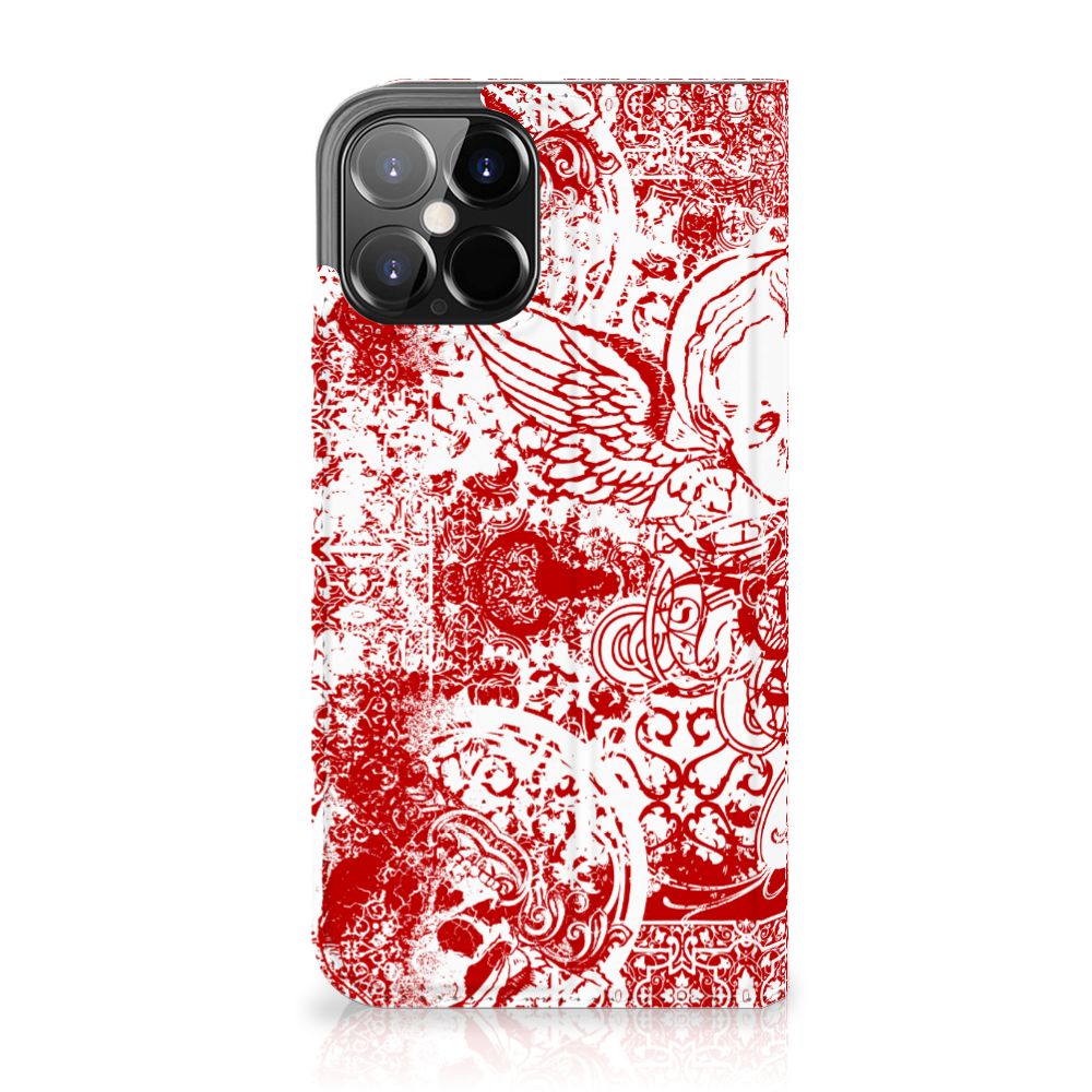 Mobiel BookCase iPhone 12 Pro Max Angel Skull Rood - B2C Telecom