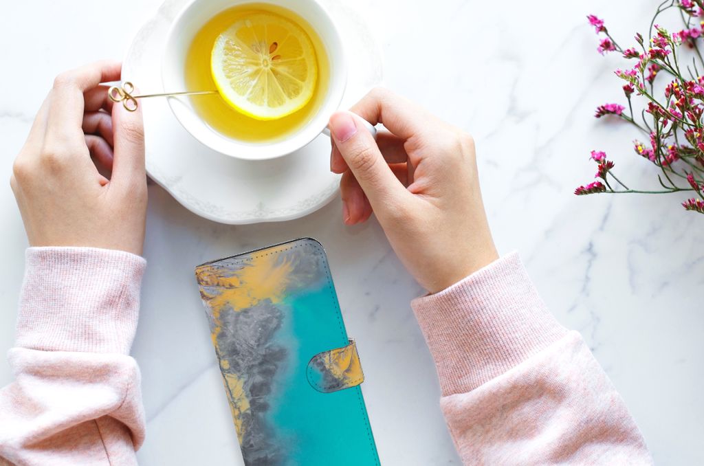 Motorola Moto E13 4G Bookcase Marble Blue Gold