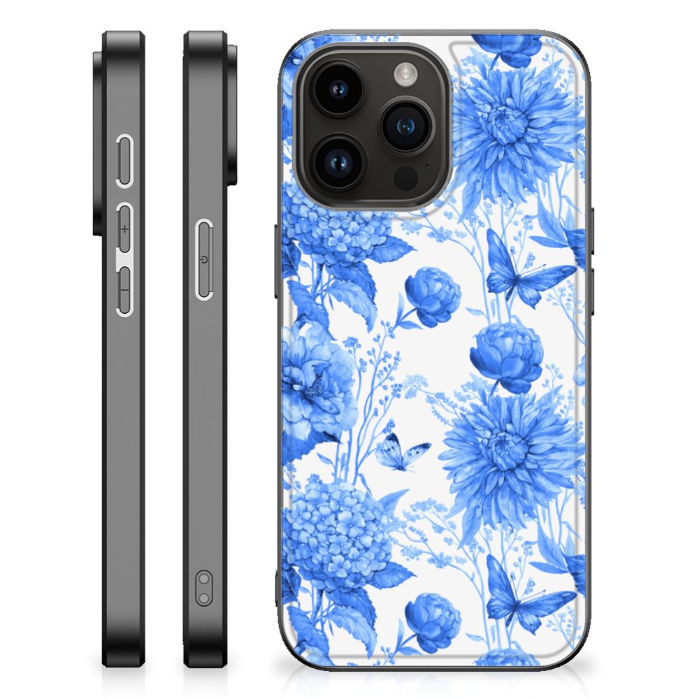Bloemen Hoesje voor iPhone 15 Pro Max Flowers Blue B2C Telecom