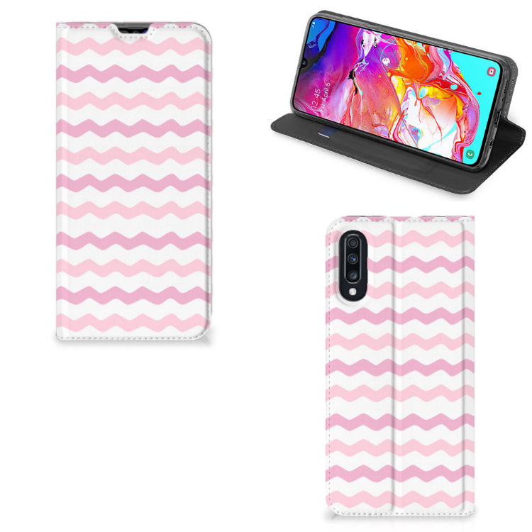 Samsung Galaxy A70 Hoesje met Magneet Waves Roze