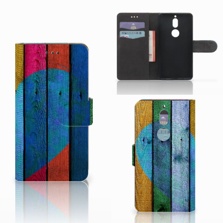 Nokia 7 Book Style Case Wood Heart - Cadeau voor je Vriend