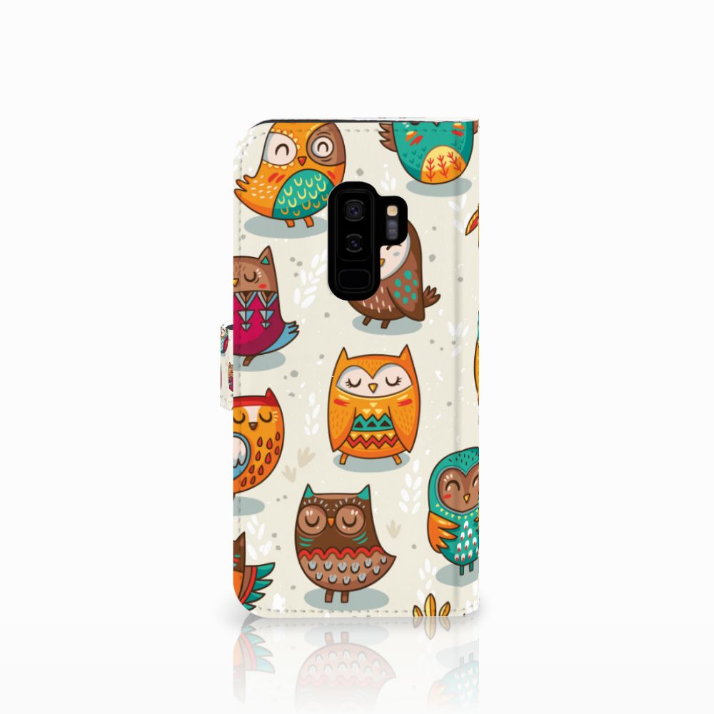Samsung Galaxy S9 Plus Telefoonhoesje met Pasjes Vrolijke Uilen