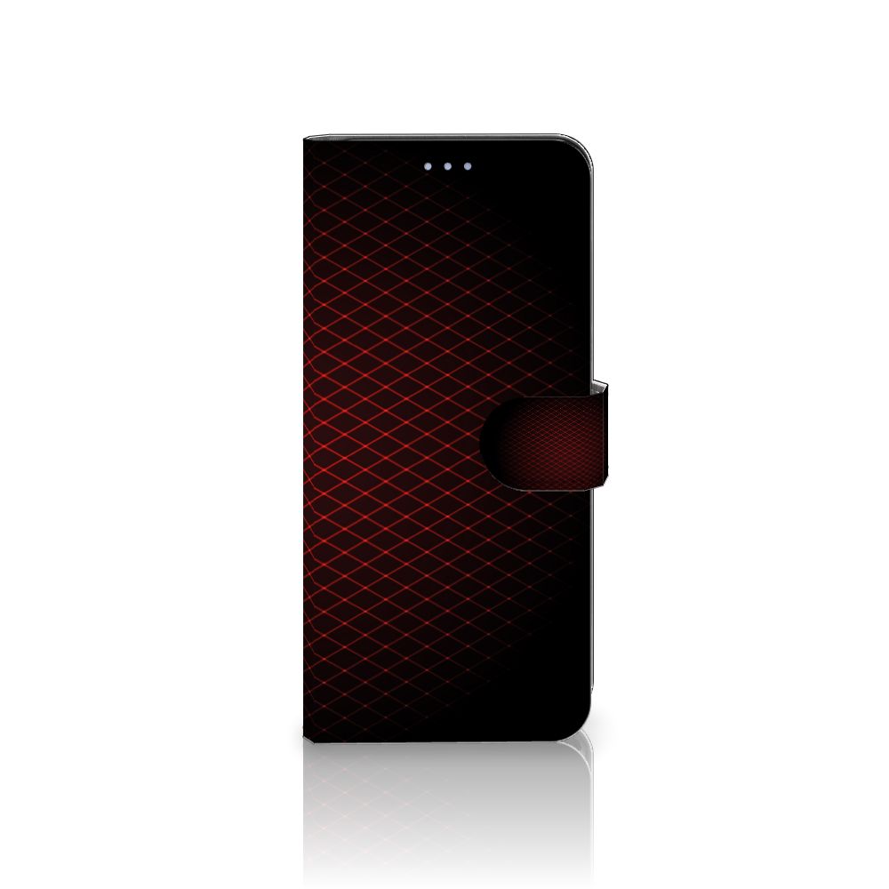 OnePlus Nord 2T Telefoon Hoesje Geruit Rood met geometrisch design en ruimte voor 3 pasjes.