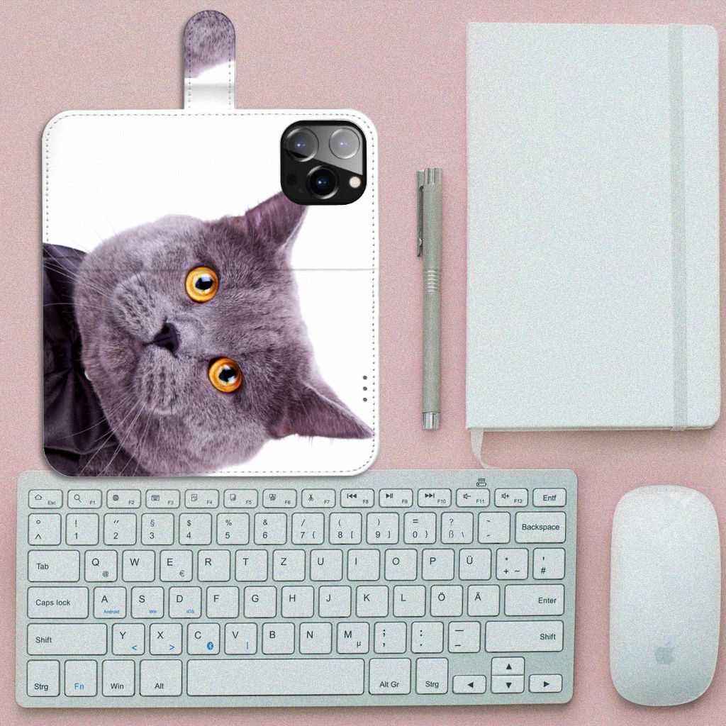 iPhone 14 Pro Max Telefoonhoesje met Pasjes Kat