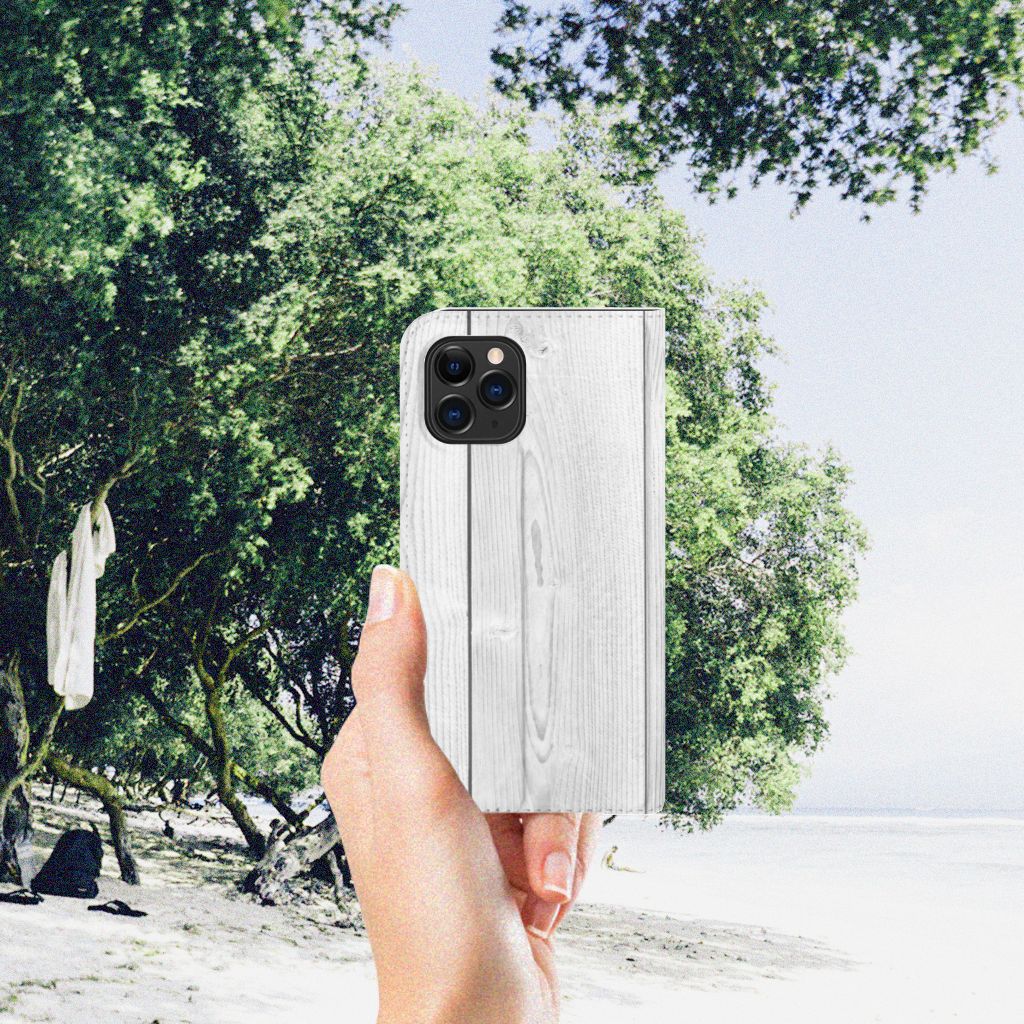 Apple iPhone 11 Pro Book Wallet Case White Wood