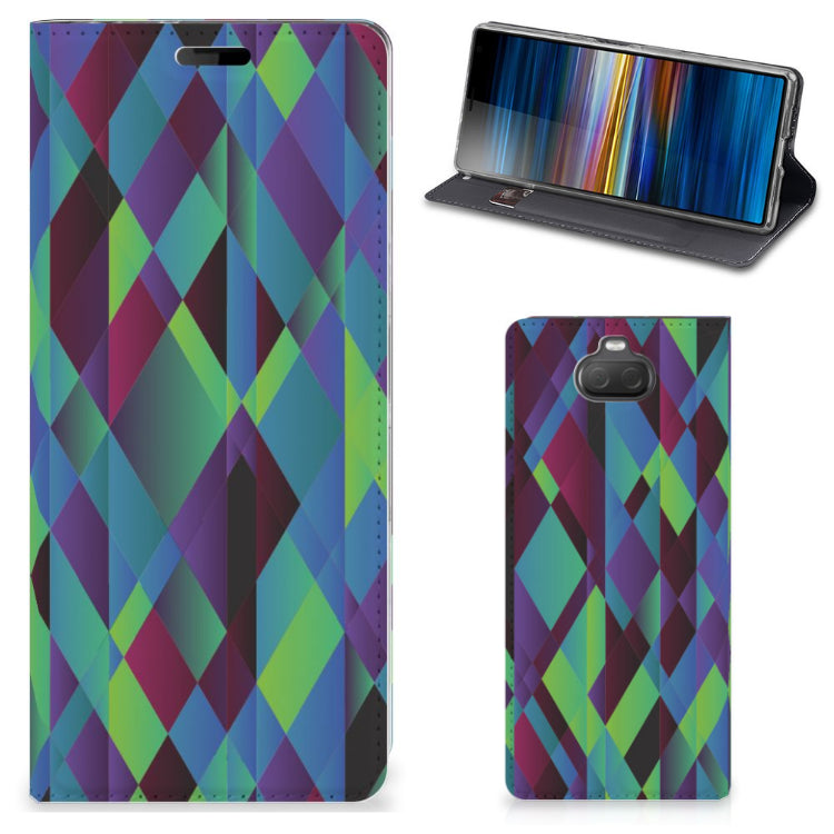 Sony Xperia 10 Stand Case Abstract Green Blue