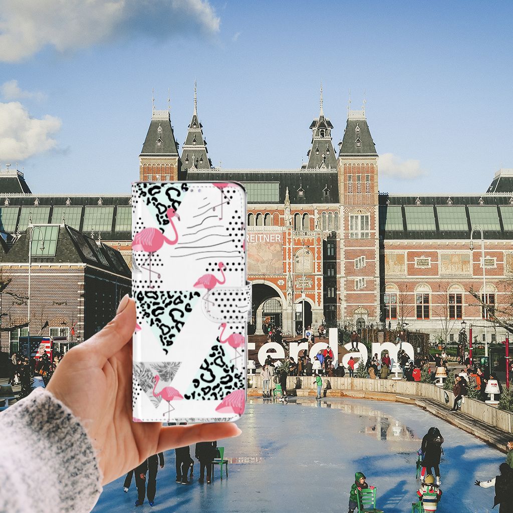 Samsung Galaxy S20 Ultra Telefoonhoesje met Pasjes Flamingo Triangle