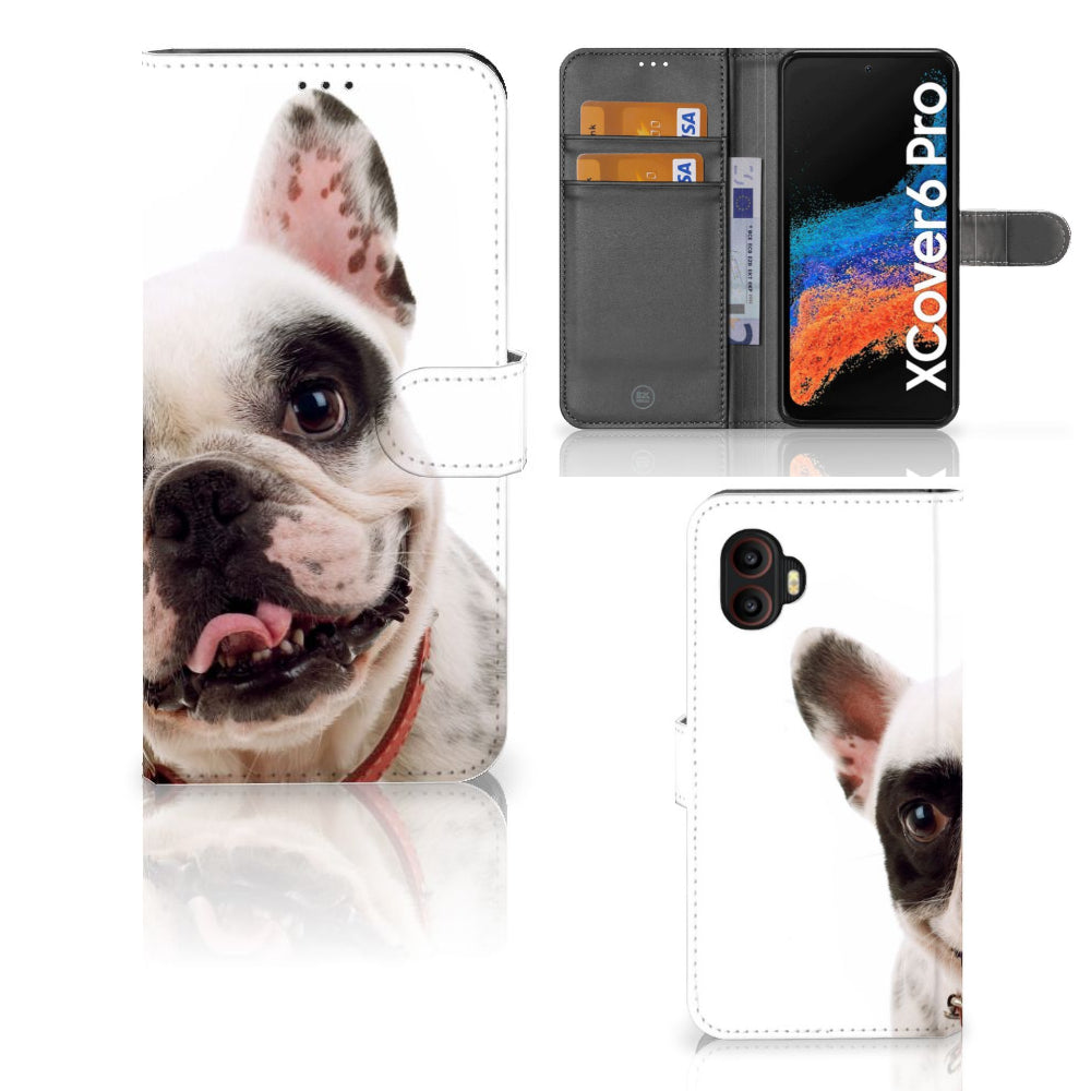 Samsung Galaxy Xcover 6 Pro Telefoonhoesje met Pasjes Franse Bulldog