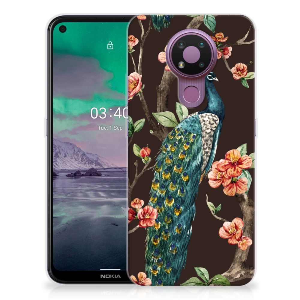 Nokia 3.4 TPU Hoesje Pauw met Bloemen