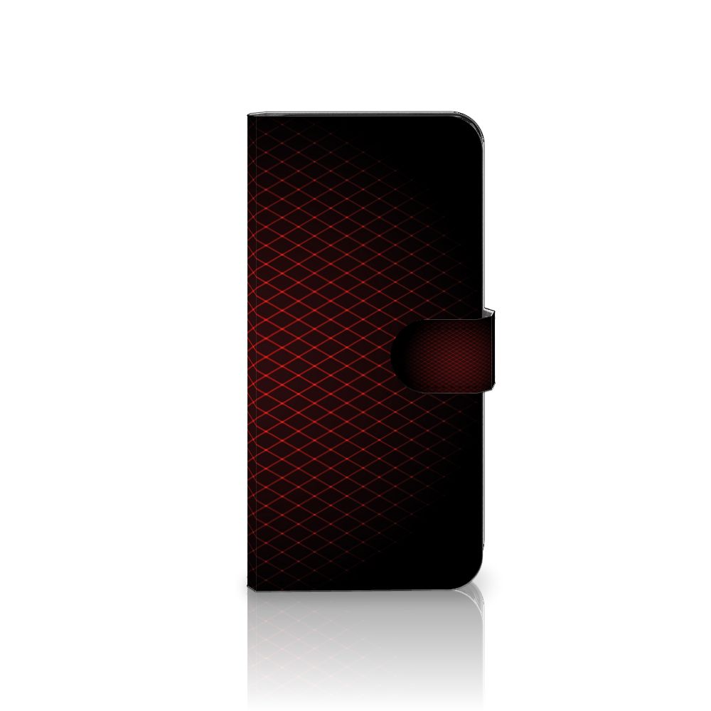 PPO A57 | A57s | A77 4G Telefoon Hoesje Geruit Rood met geometrisch patroon en sluitlipje.