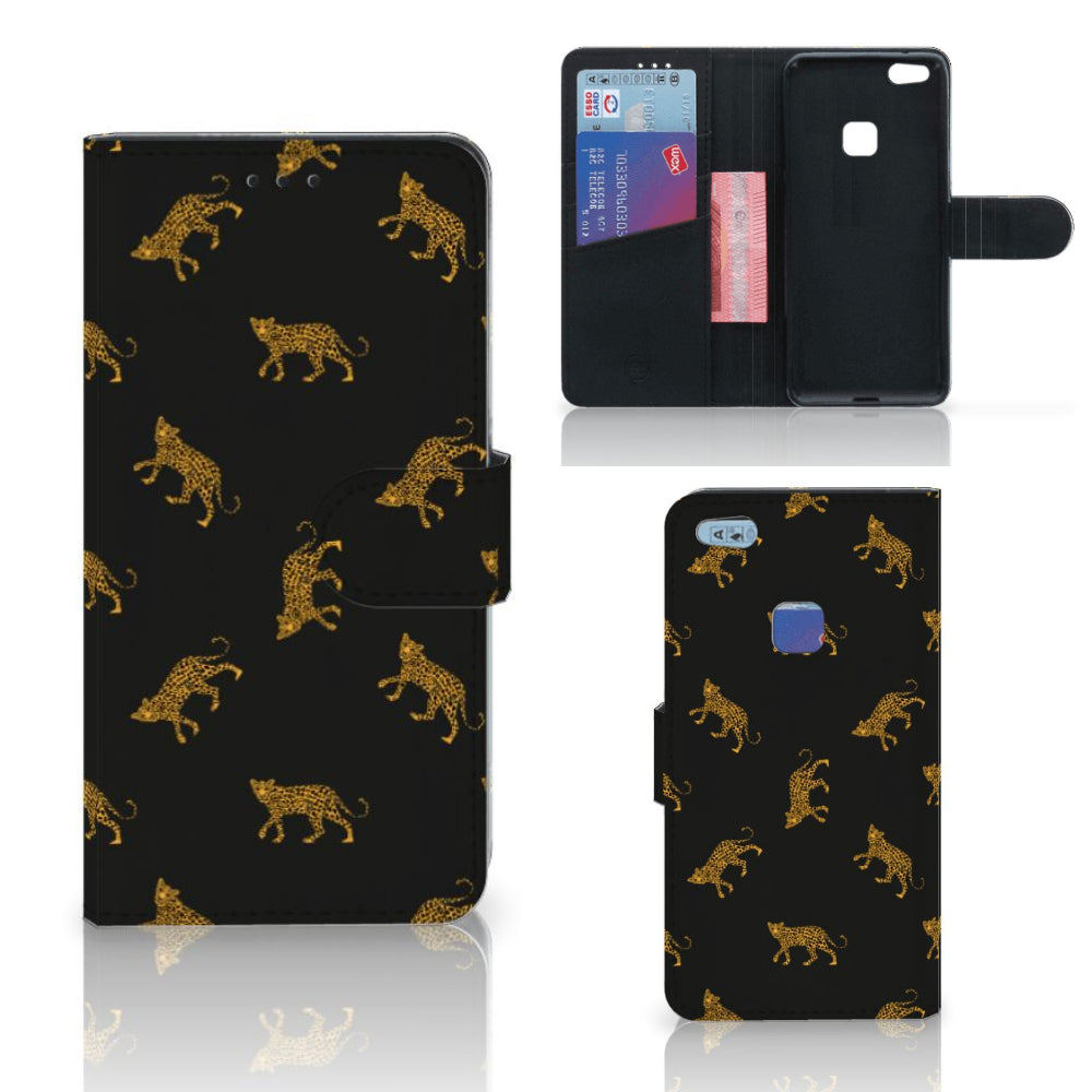 Telefoonhoesje met Pasjes voor Huawei P10 Lite Leopards