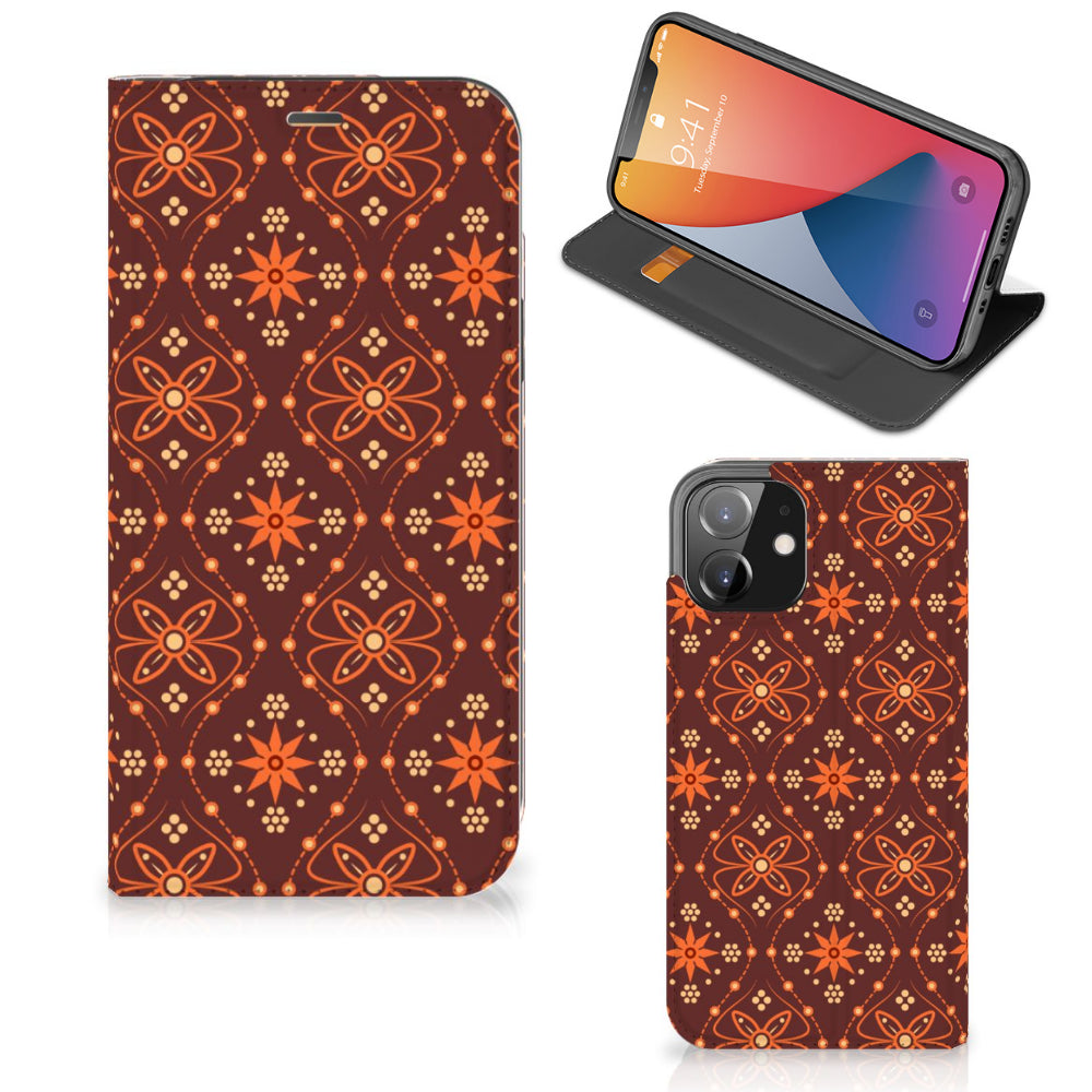 iPhone 12 | iPhone 12 Pro Hoesje met Magneet Batik Brown