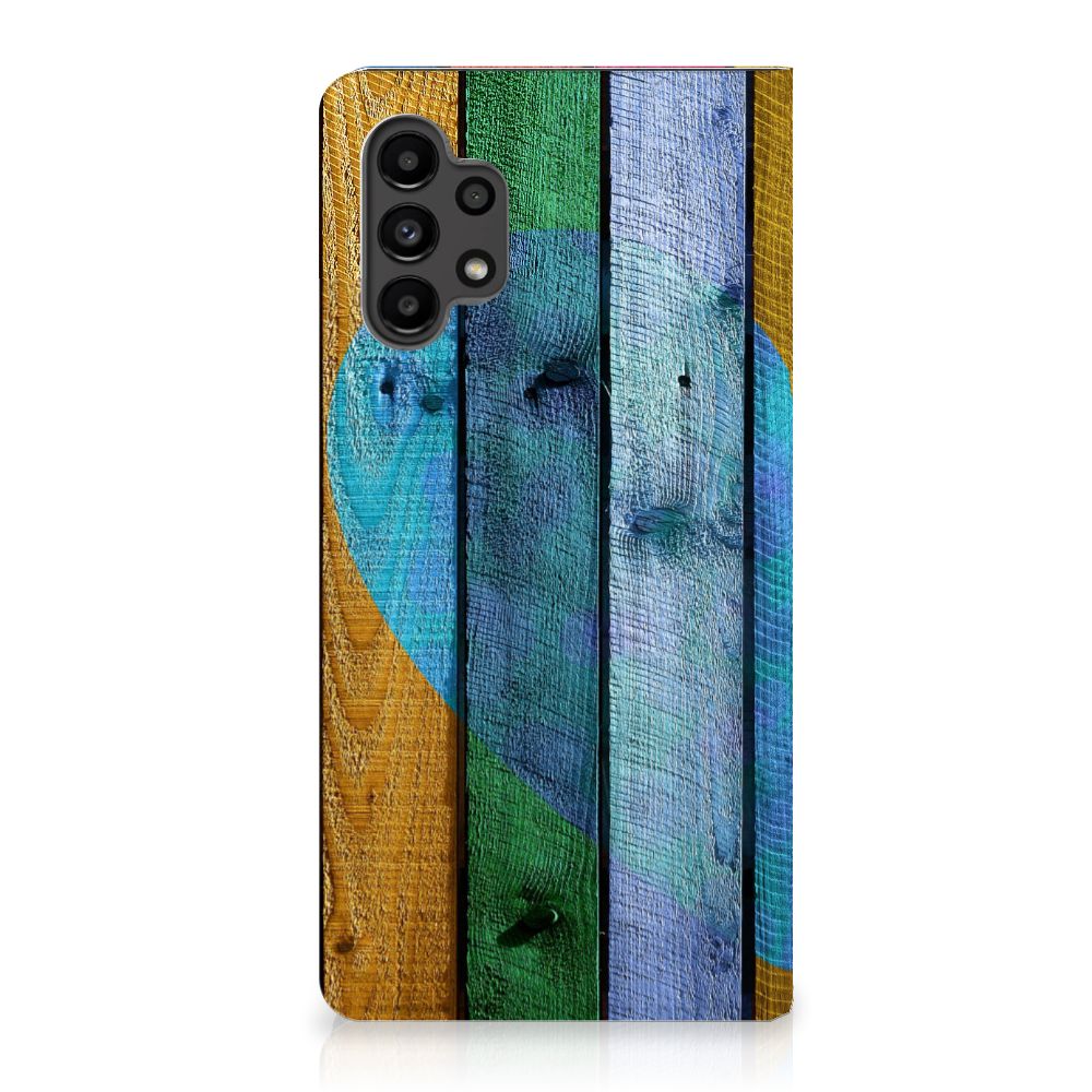 Samsung Galaxy A13 (4G) Book Wallet Case Wood Heart - Cadeau voor je Vriend - B2C Telecom