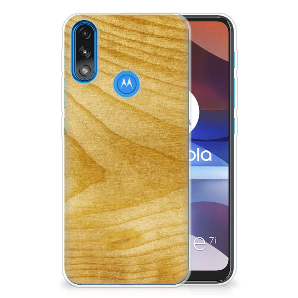 Motorola Moto E7/E7i Power Bumper Hoesje Licht Hout