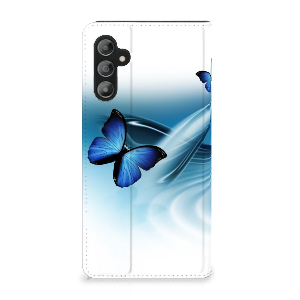 Samsung Galaxy A14 4G Hoesje maken Vlinders met blauwe vlinders en een stijlvolle uitstraling.