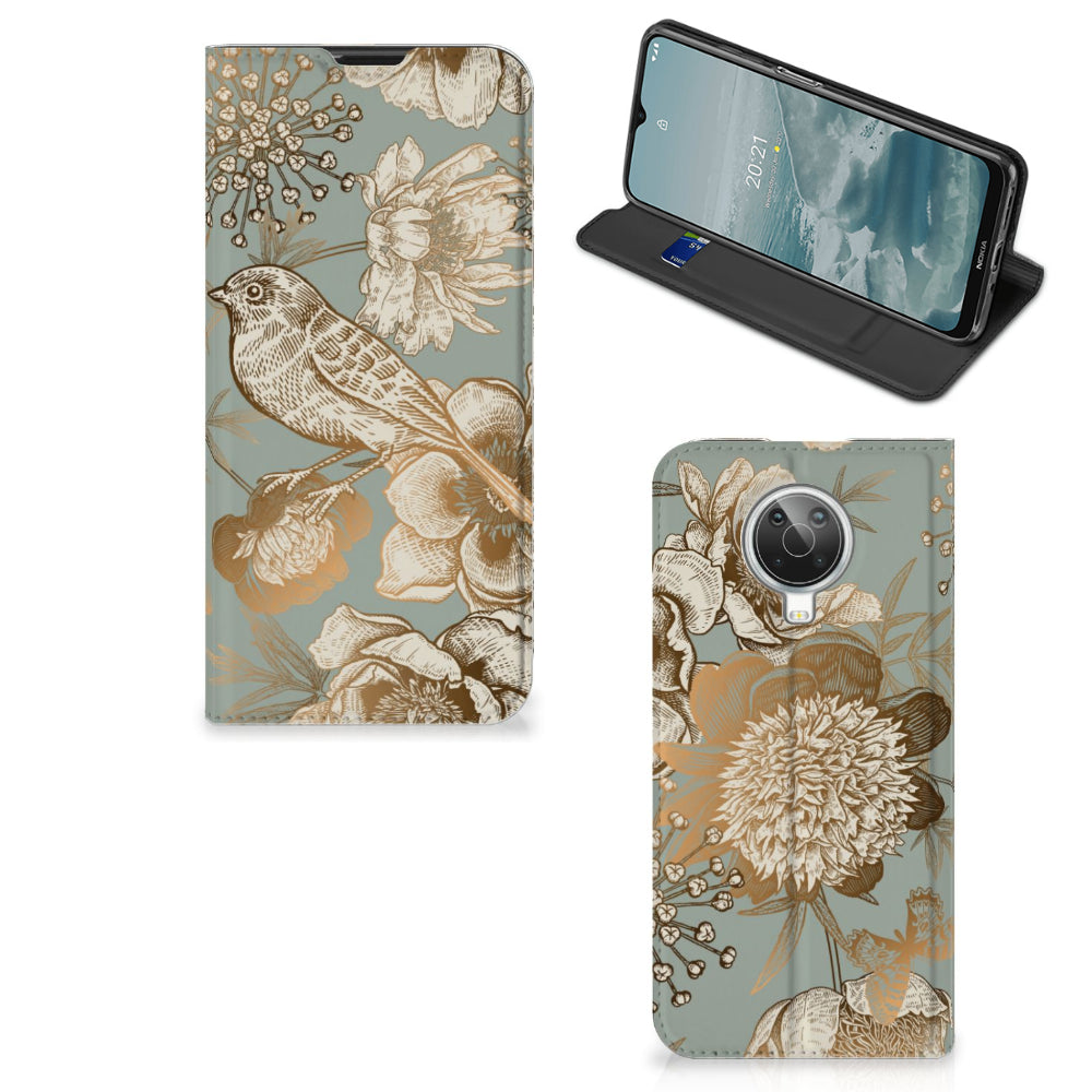 Smart Cover voor Nokia G10 | G20 Vintage Bird Flowers