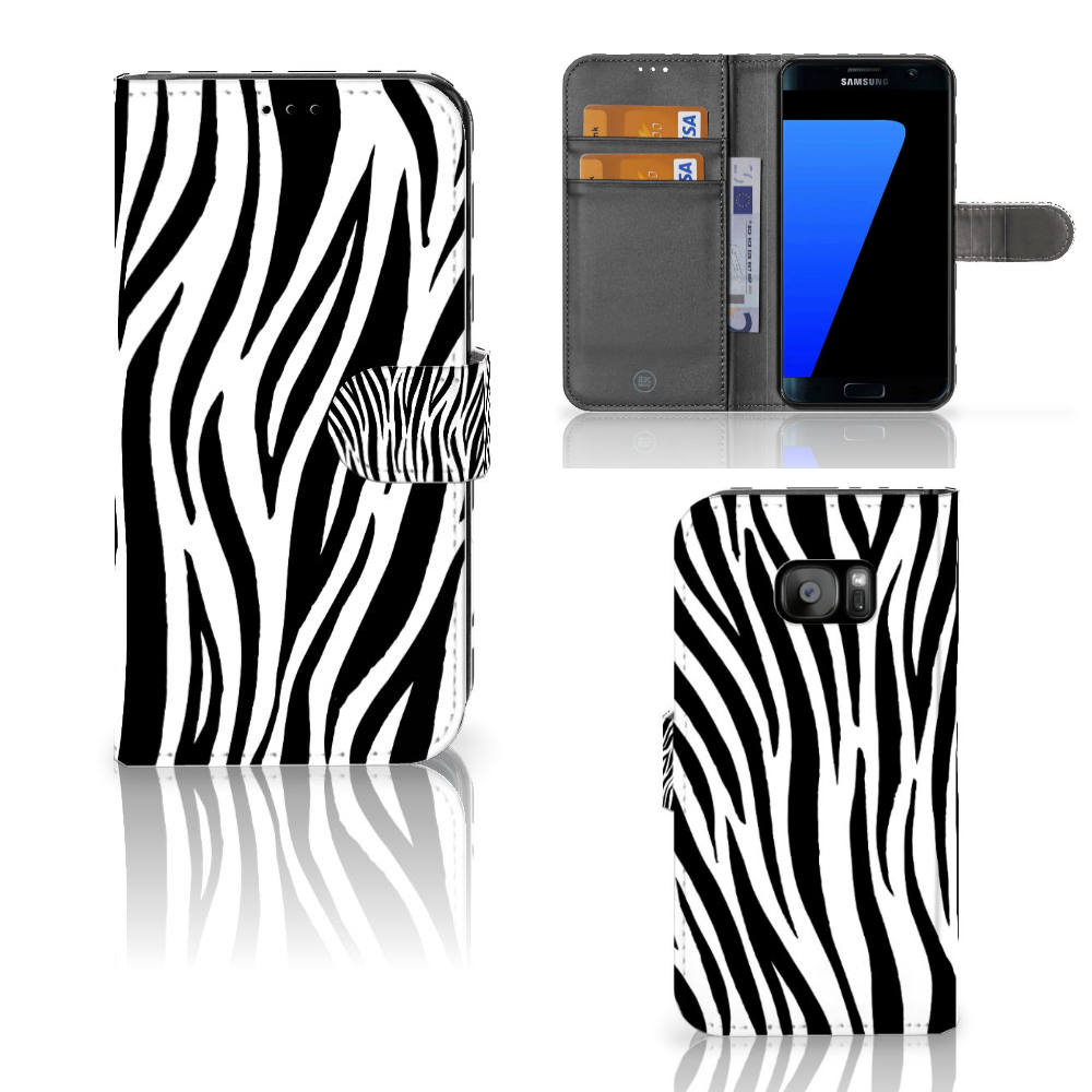 Samsung Galaxy S7 Edge Telefoonhoesje met Pasjes Zebra