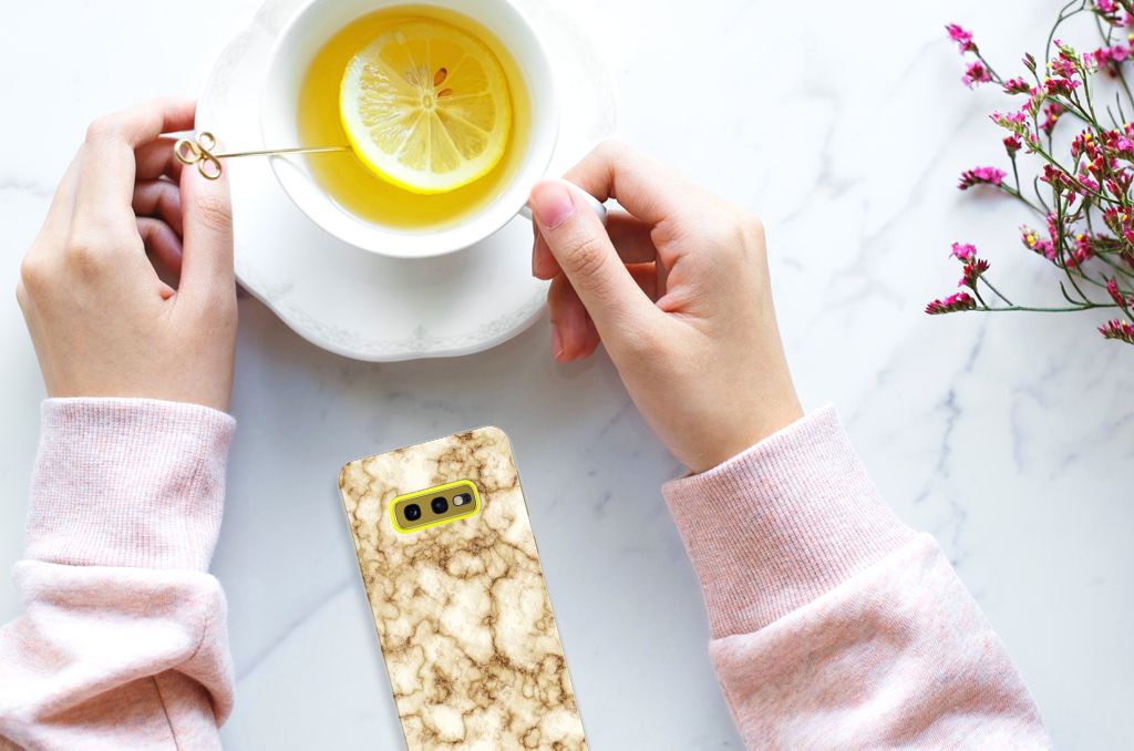 Samsung Galaxy S10e TPU Siliconen Hoesje Marmer Goud