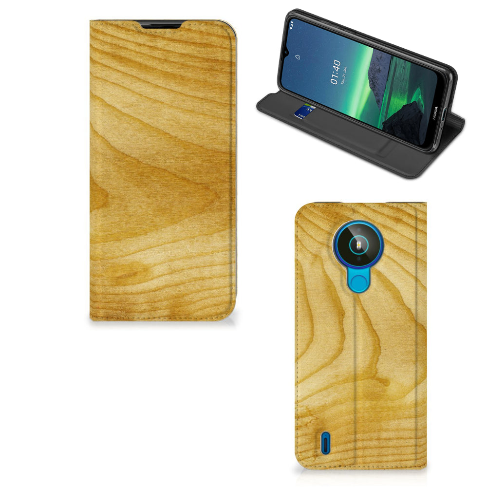 Nokia 1.4 Book Wallet Case Licht Hout