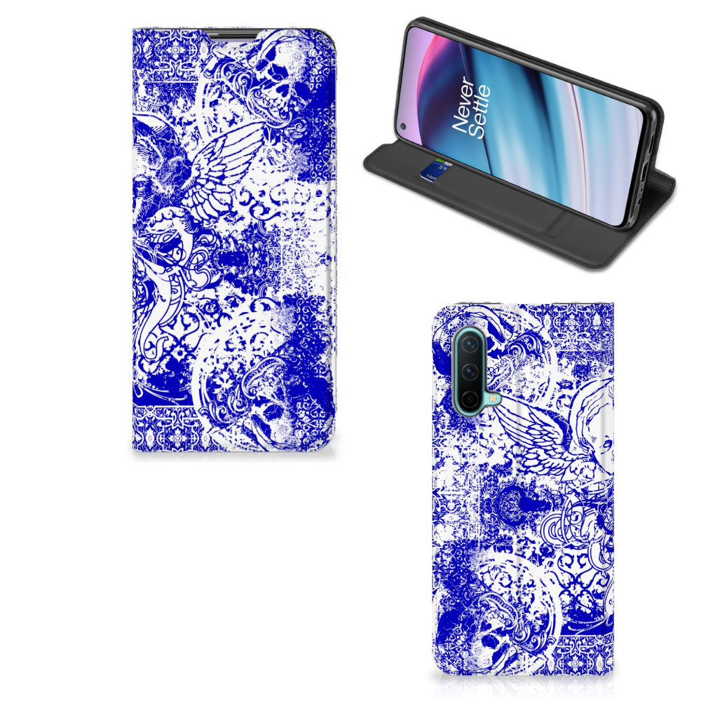 Mobiel BookCase OnePlus Nord CE 5G Angel Skull Blauw - B2C Telecom