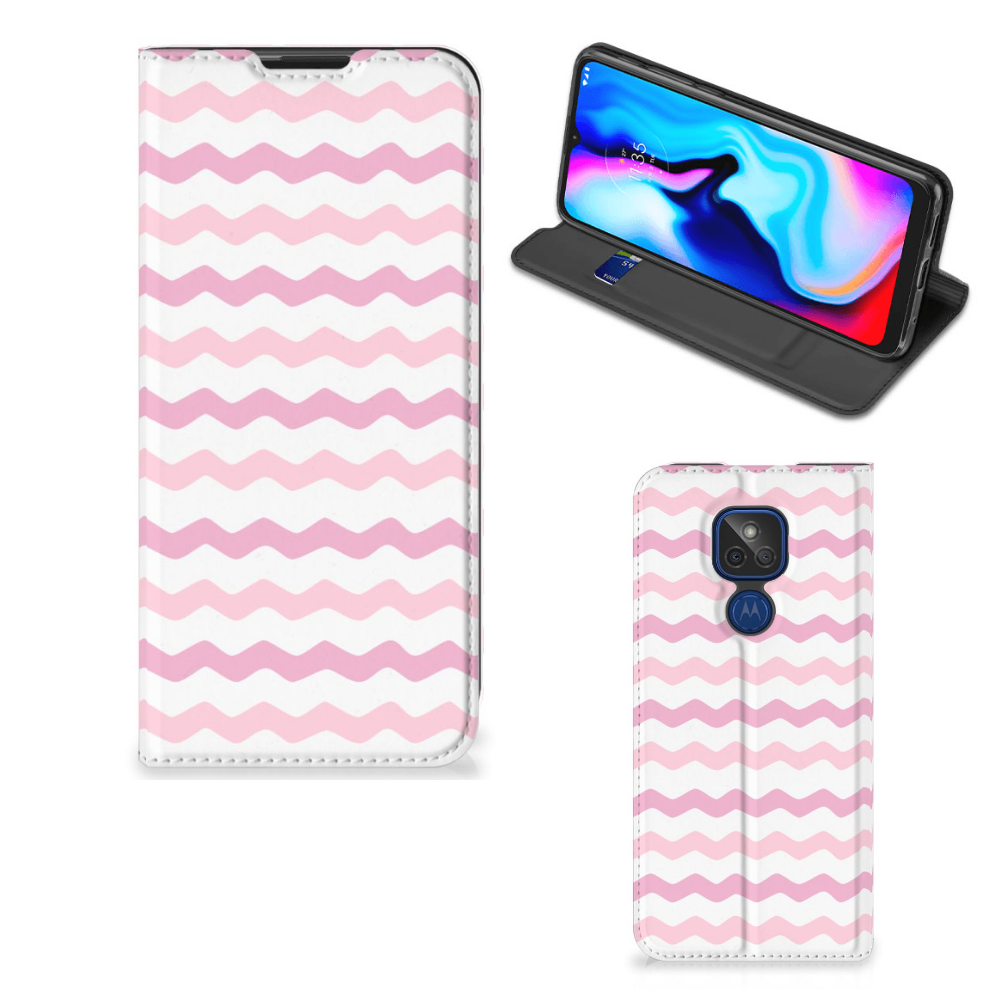 Motorola Moto G9 Play Hoesje met Magneet Waves Roze - B2C Telecom