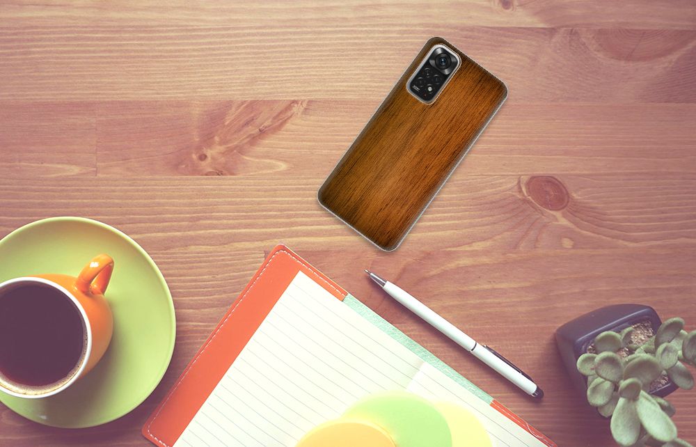 Xiaomi Redmi 10 | Redmi Note 11 4G Bumper Hoesje Donker Hout