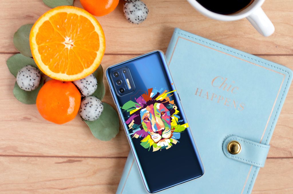 Motorola Moto G9 Plus Telefoonhoesje met Naam Lion Color B2C Telecom