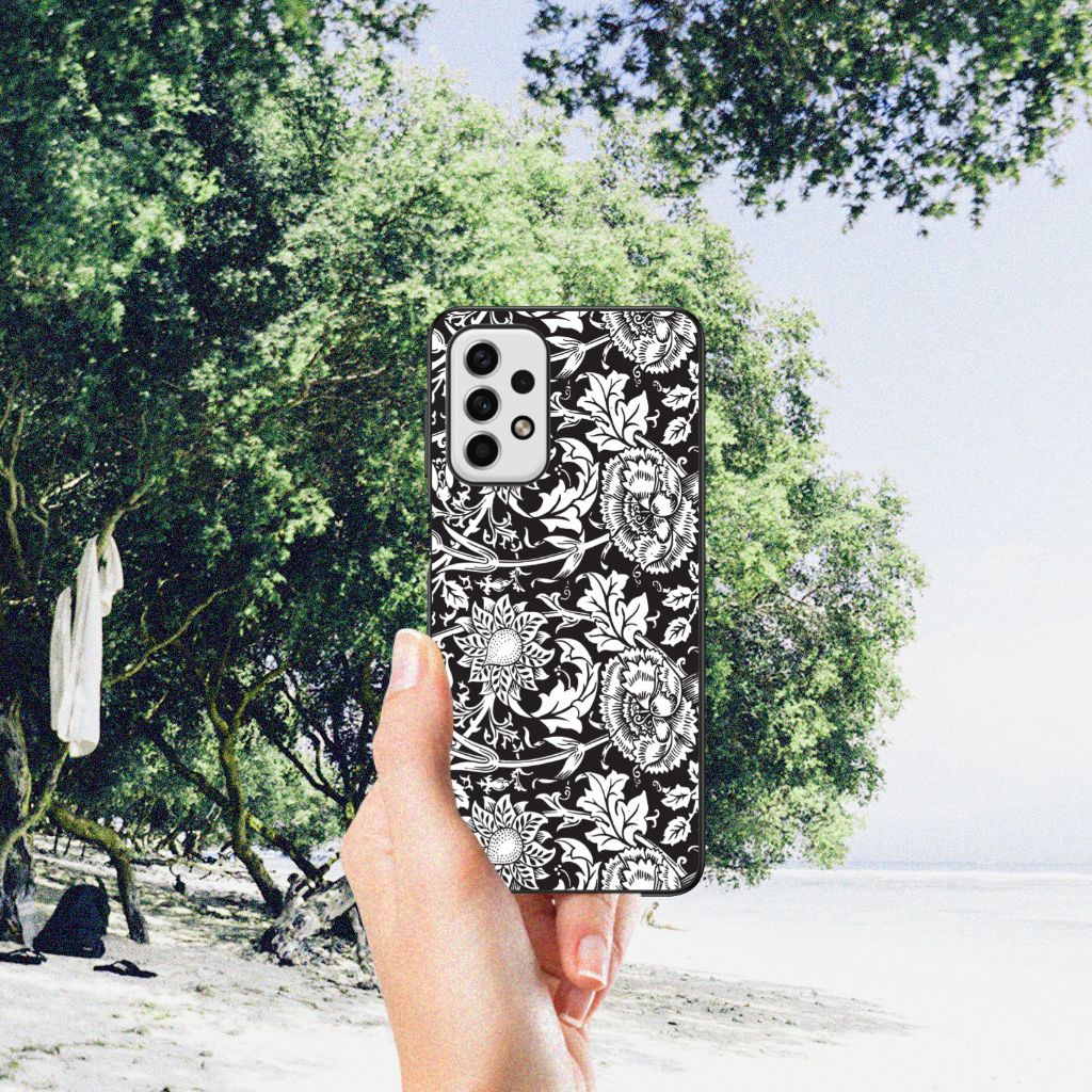 Samsung Galaxy A23 Bloemen Hoesje Black Flowers B2C Telecom
