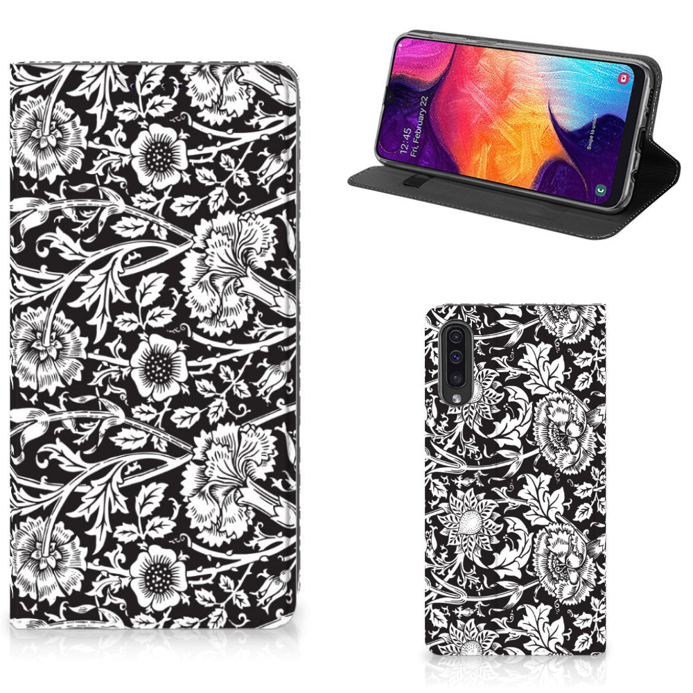 Samsung Galaxy A50 Smart Cover Black Flowers