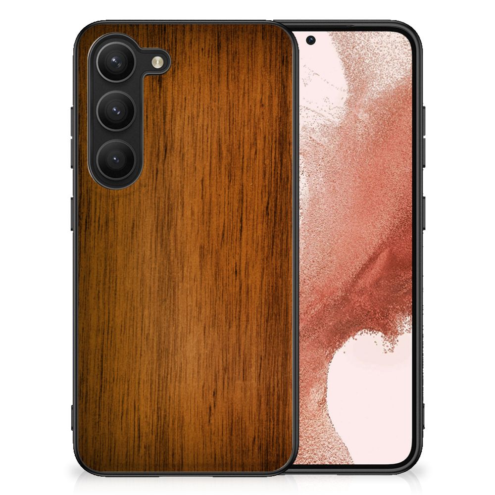 Samsung Galaxy S23 Houten Print Telefoonhoesje Donker Hout