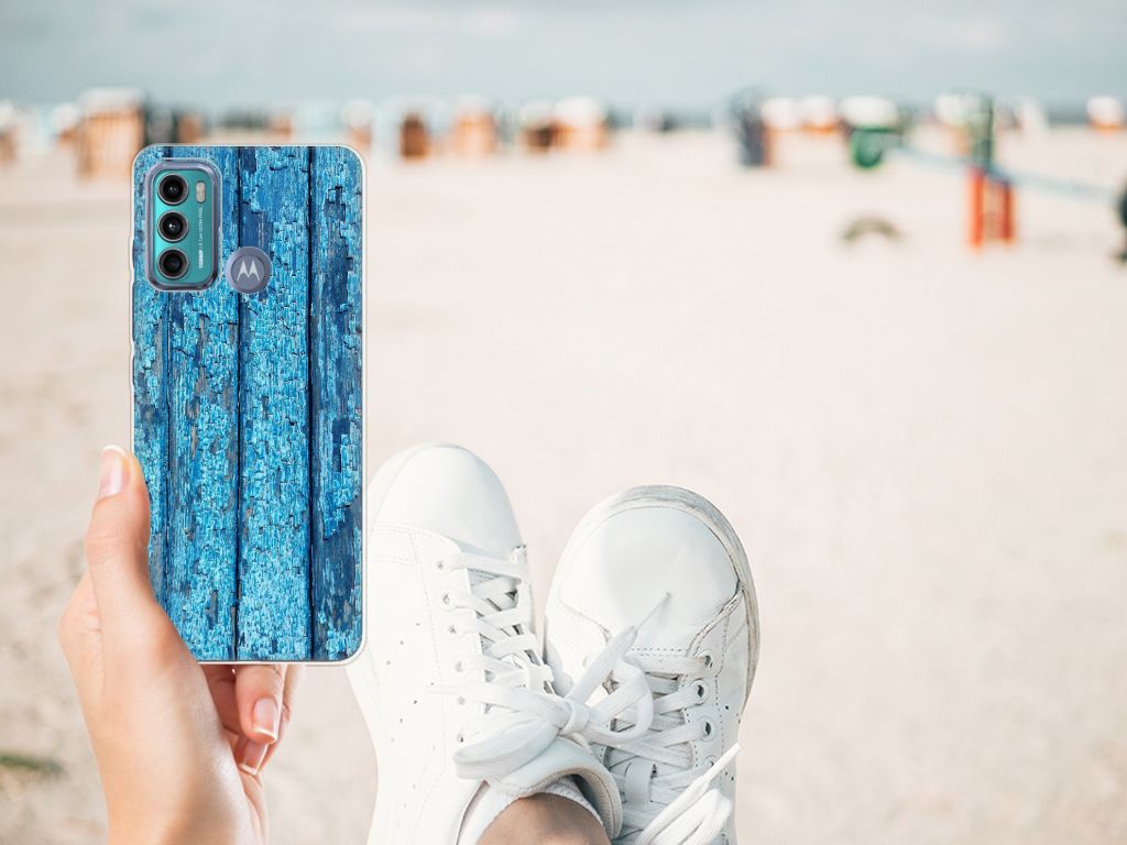 Motorola Moto G60 Bumper Hoesje Wood Blue B2C Telecom