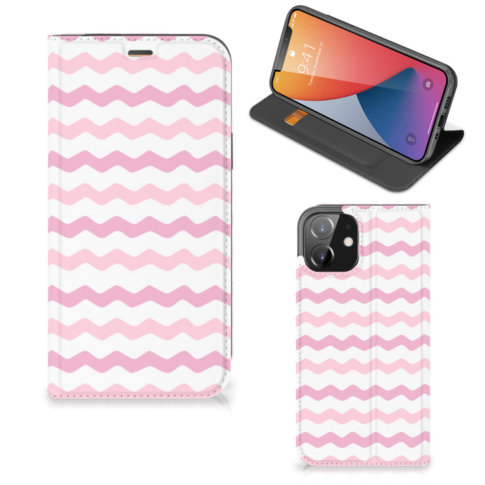 iPhone 12 | iPhone 12 Pro Hoesje met Magneet Waves Roze