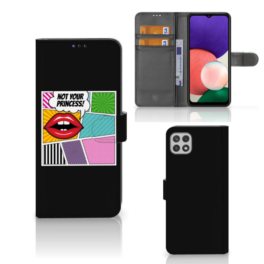 Samsung Galaxy A22 5G Wallet Case met Pasjes Popart Princess