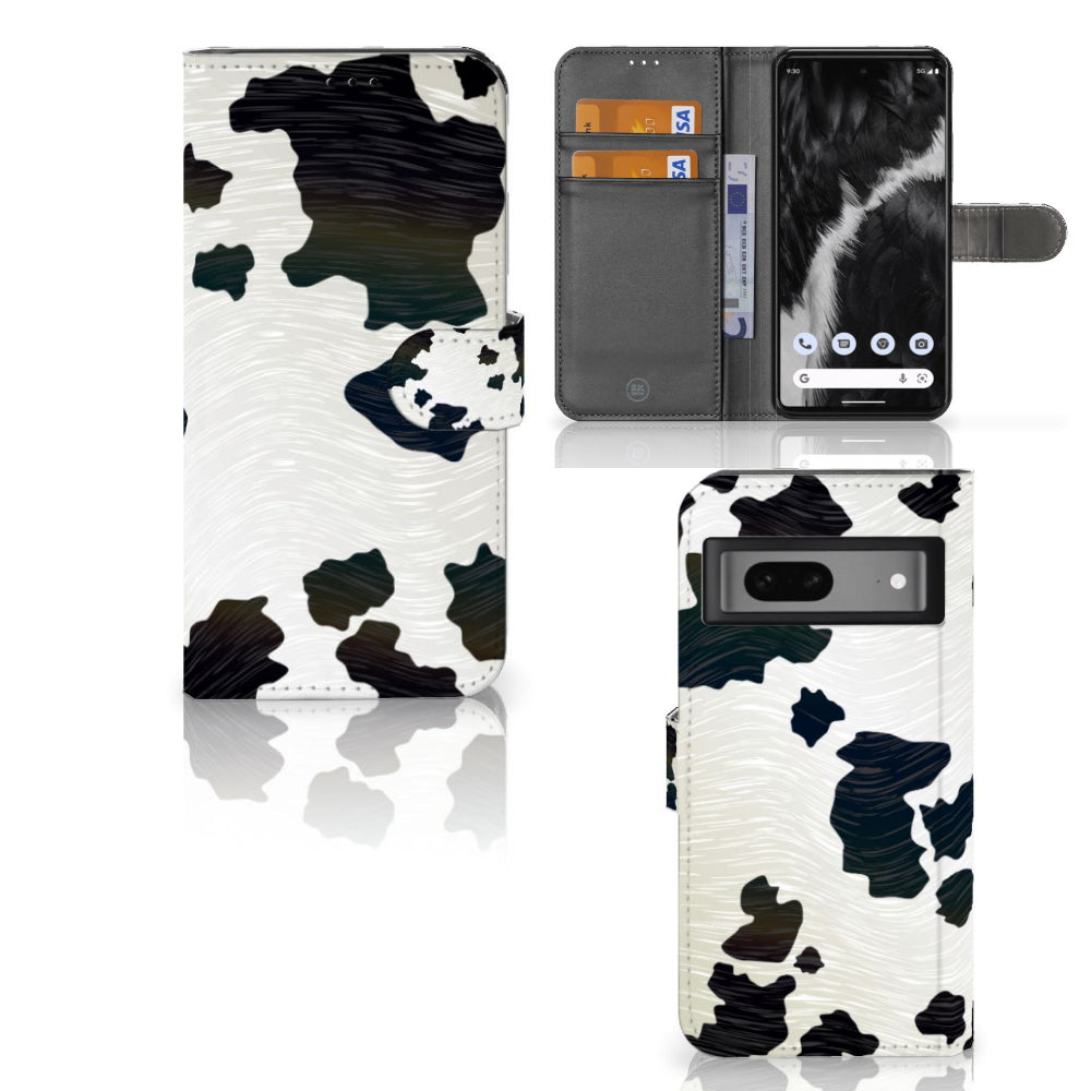 Google Pixel 7 Telefoonhoesje met Pasjes Koeienvlekken