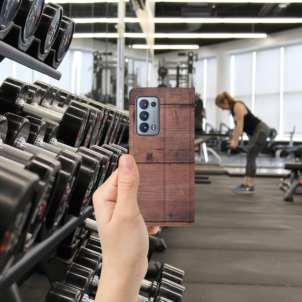 OPPO Reno 6 Pro Plus 5G Book Wallet Case Old Wood - B2C Telecom