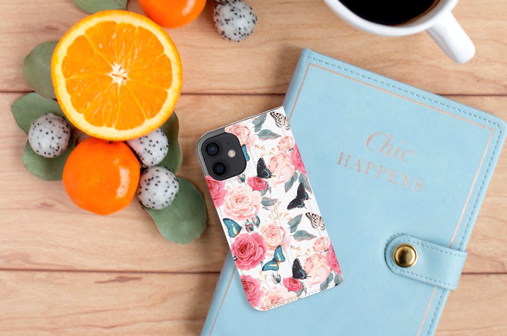 iPhone 12 Mini Smart Cover Butterfly Roses - B2C Telecom