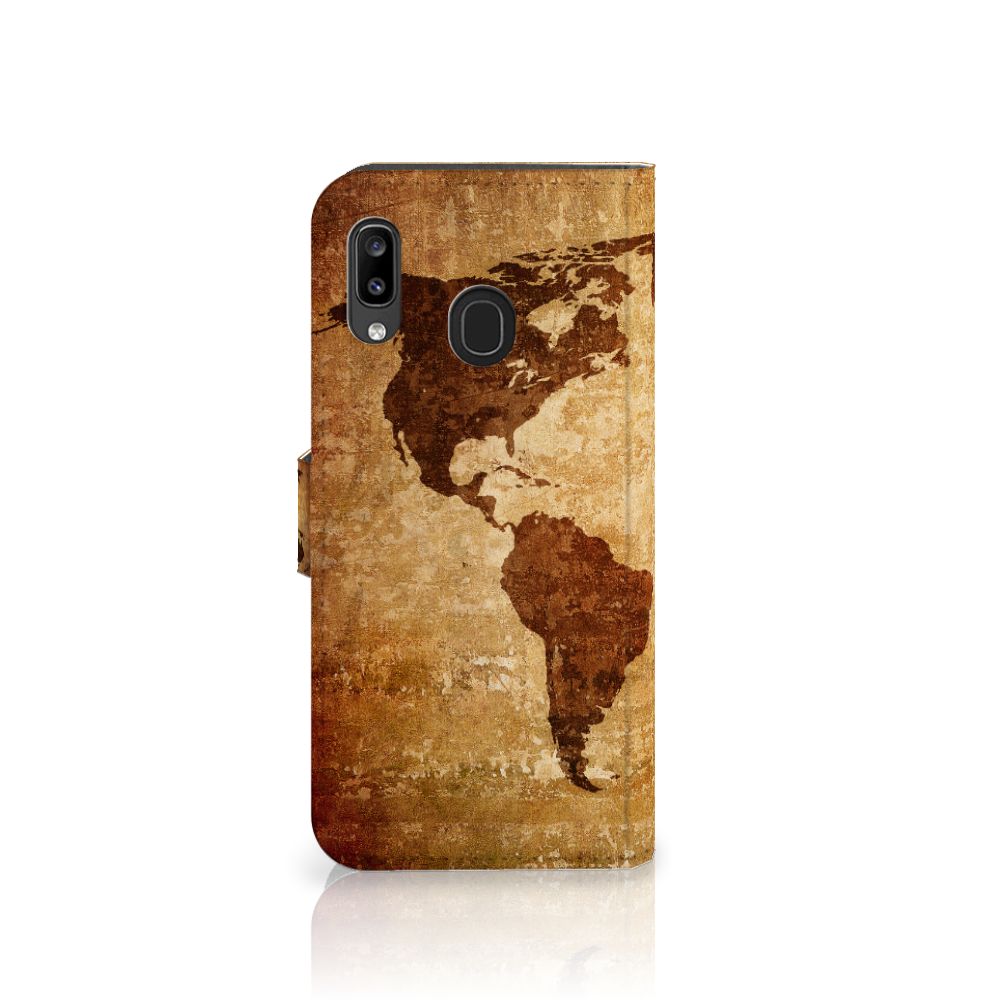 Samsung Galaxy A30 Flip Cover Wereldkaart