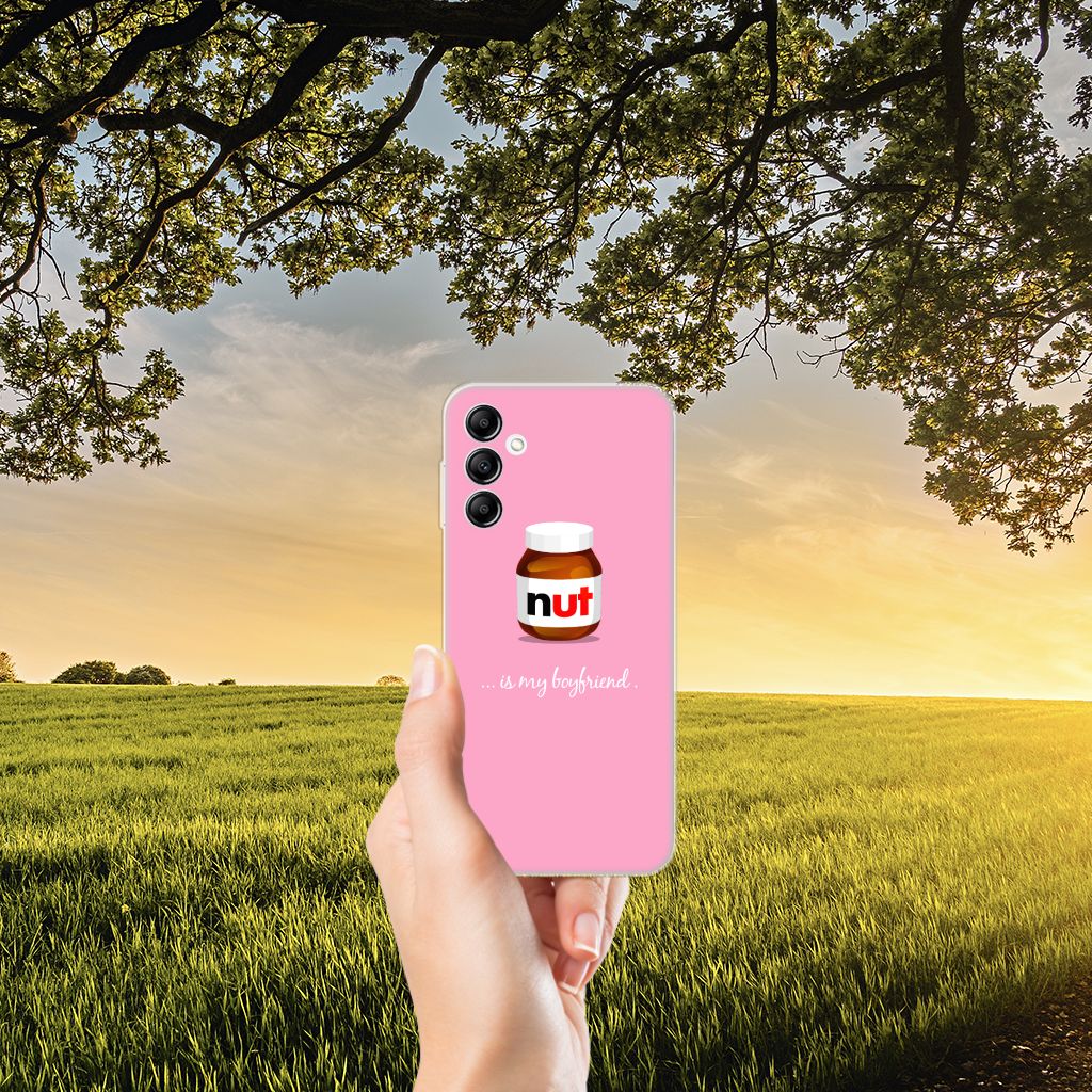 Samsung Galaxy A14 5G Siliconen Case Nut Boyfriend in roze met chocoladepasta illustratie