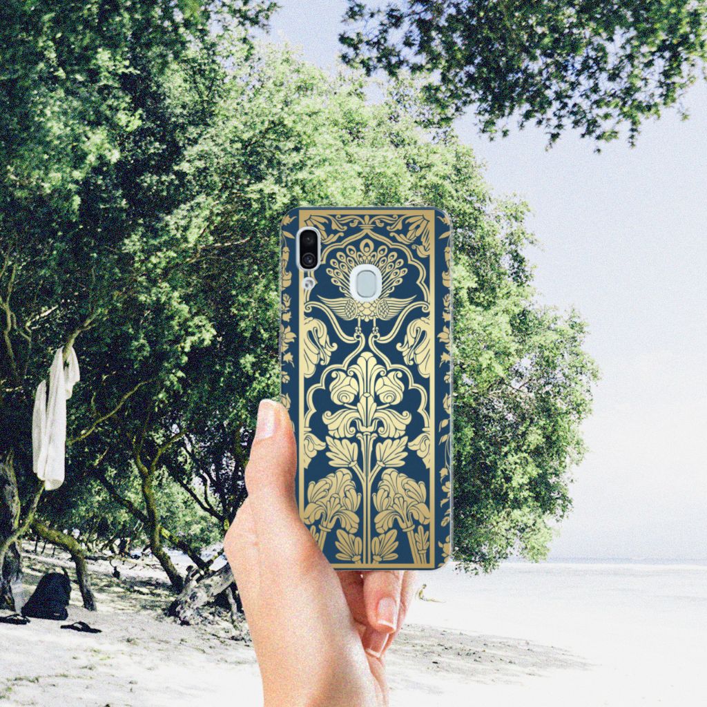 Samsung Galaxy A30 TPU Case Beige Flowers