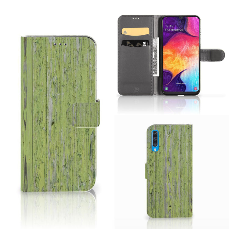 Samsung Galaxy A50 Book Style Case Green Wood