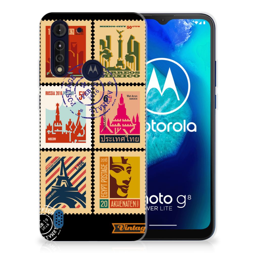 Motorola Moto G8 Power Lite Siliconen Back Cover Postzegels B2C Telecom