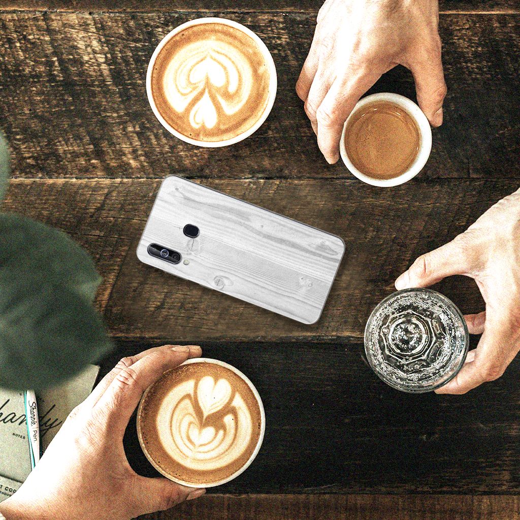 Samsung Galaxy A60 Bumper Hoesje White Wood