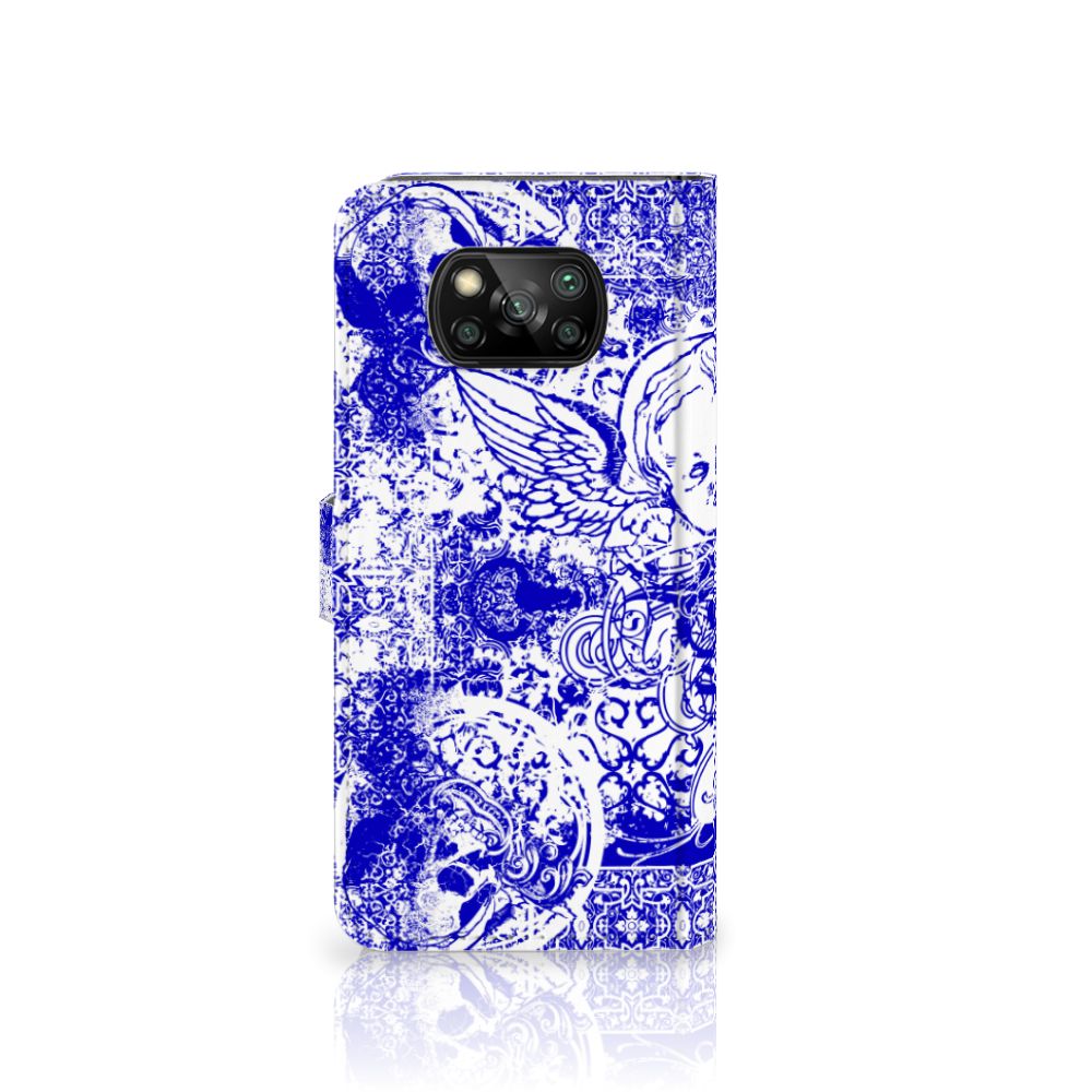 Telefoonhoesje met Naam Xiaomi Poco X3 | Poco X3 Pro Angel Skull Blauw